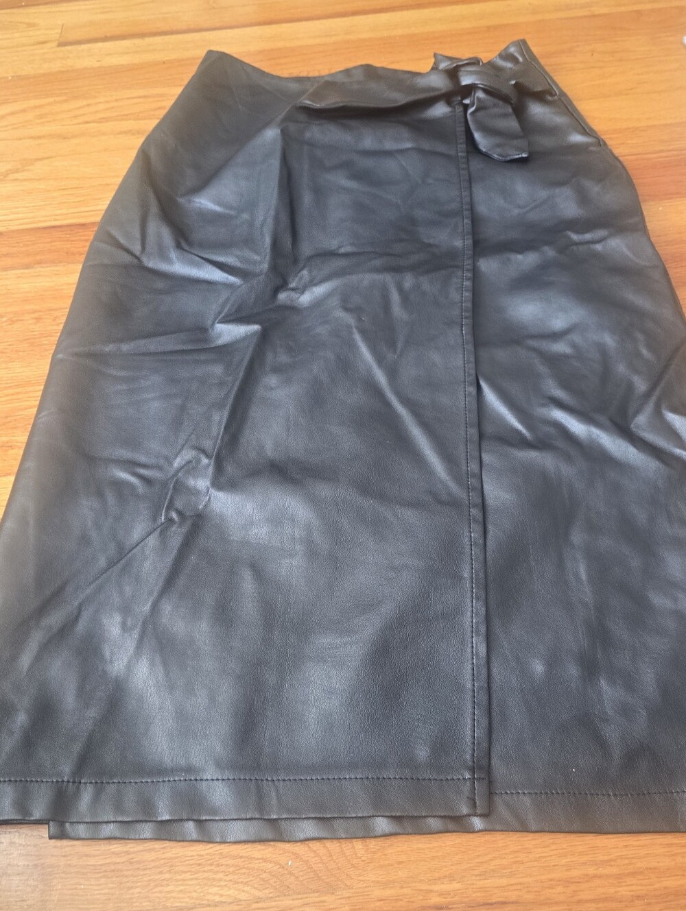 Forever 21 Black Faux Leather Wrap Skirt with Self-Tie